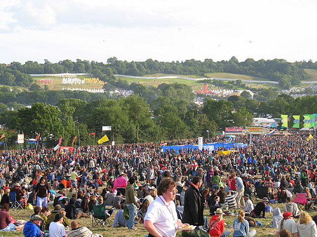 Thousands attend Glastonbury every year. Sharon Loxton [CC-BY-SA-2.0 , via Wikimedia Commons