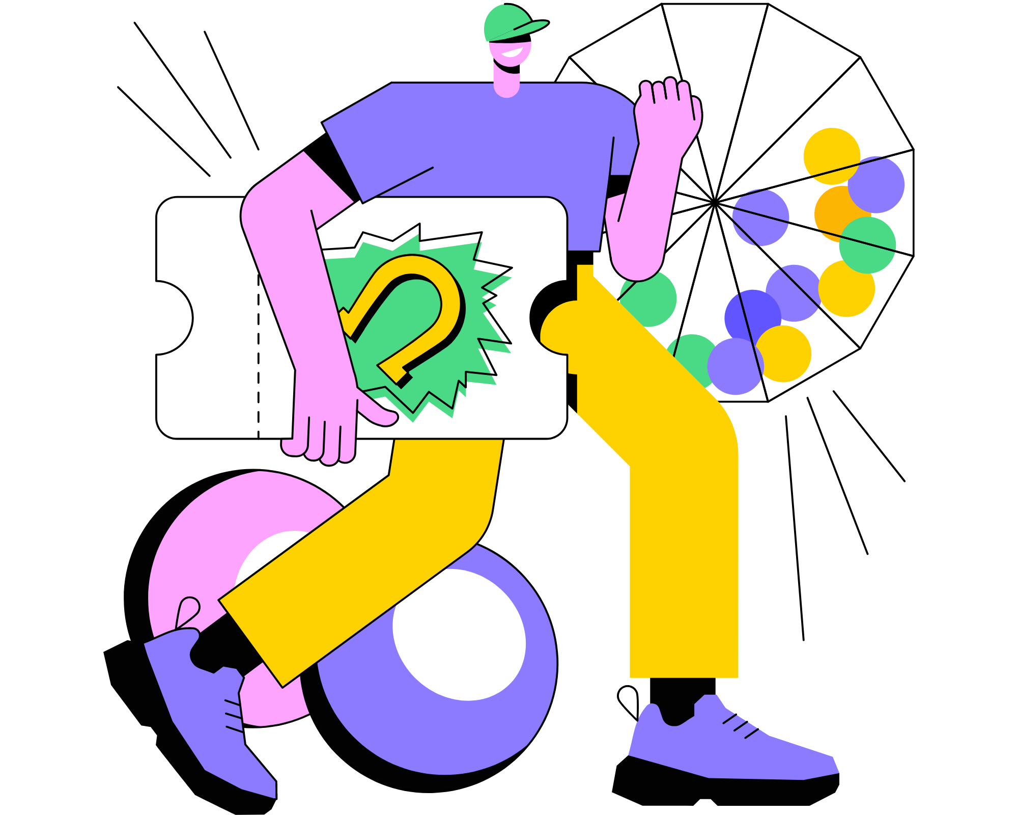 What is a 50/50 raffle or cash raffle. A graphic of a person and raffle draw